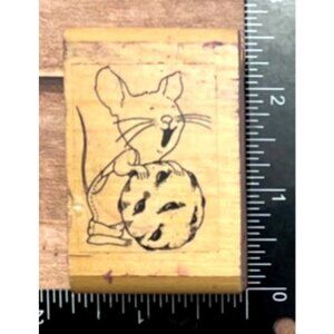 Kidstamps #609 Mouse With Cookie Felicia Bond Wood Mounted Rubber Stamp